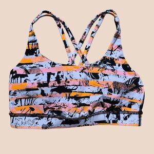 Lululemon Energy Bra Inversion Multi Color Stripe Strappy